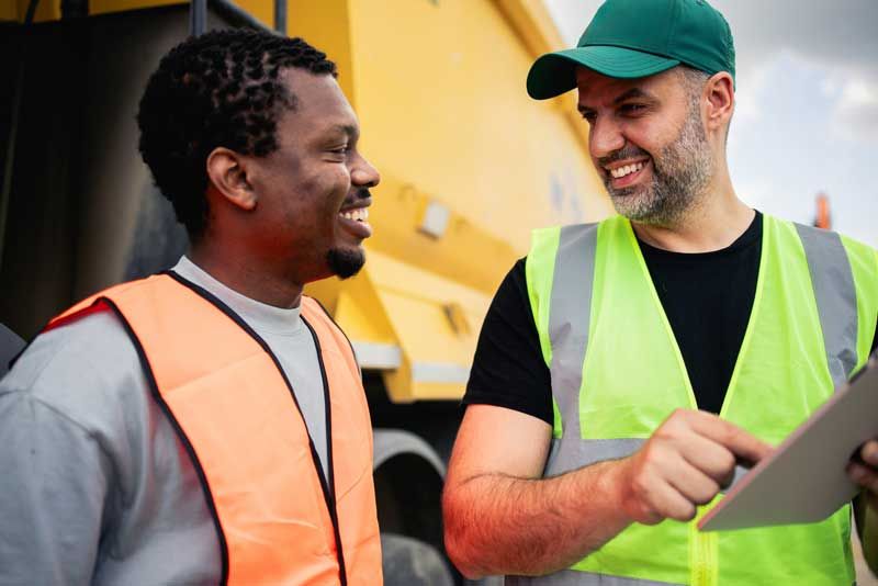 A fleet owner takes his fleet driver through the new policies on how to use the fuel card from his tablet.
